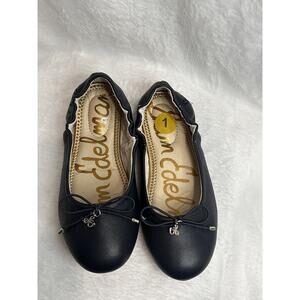 Sam Edelman Kids Girls Felicia Ballet Flat Navy Blue Leather Shoes Size 1